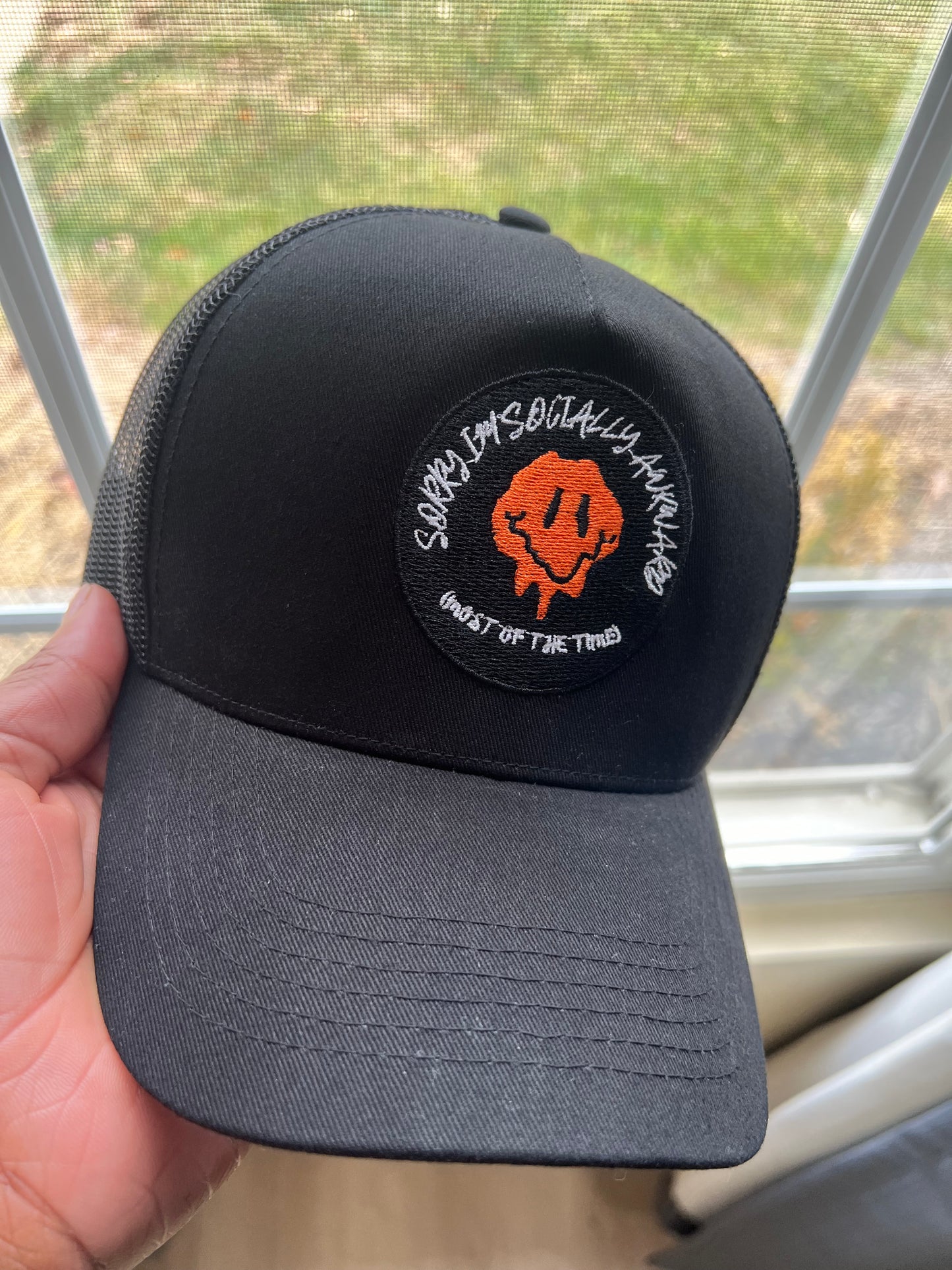 DyLN Rd Trucker Hat SORRY IM SOCIALLY AWKWARD embroidery