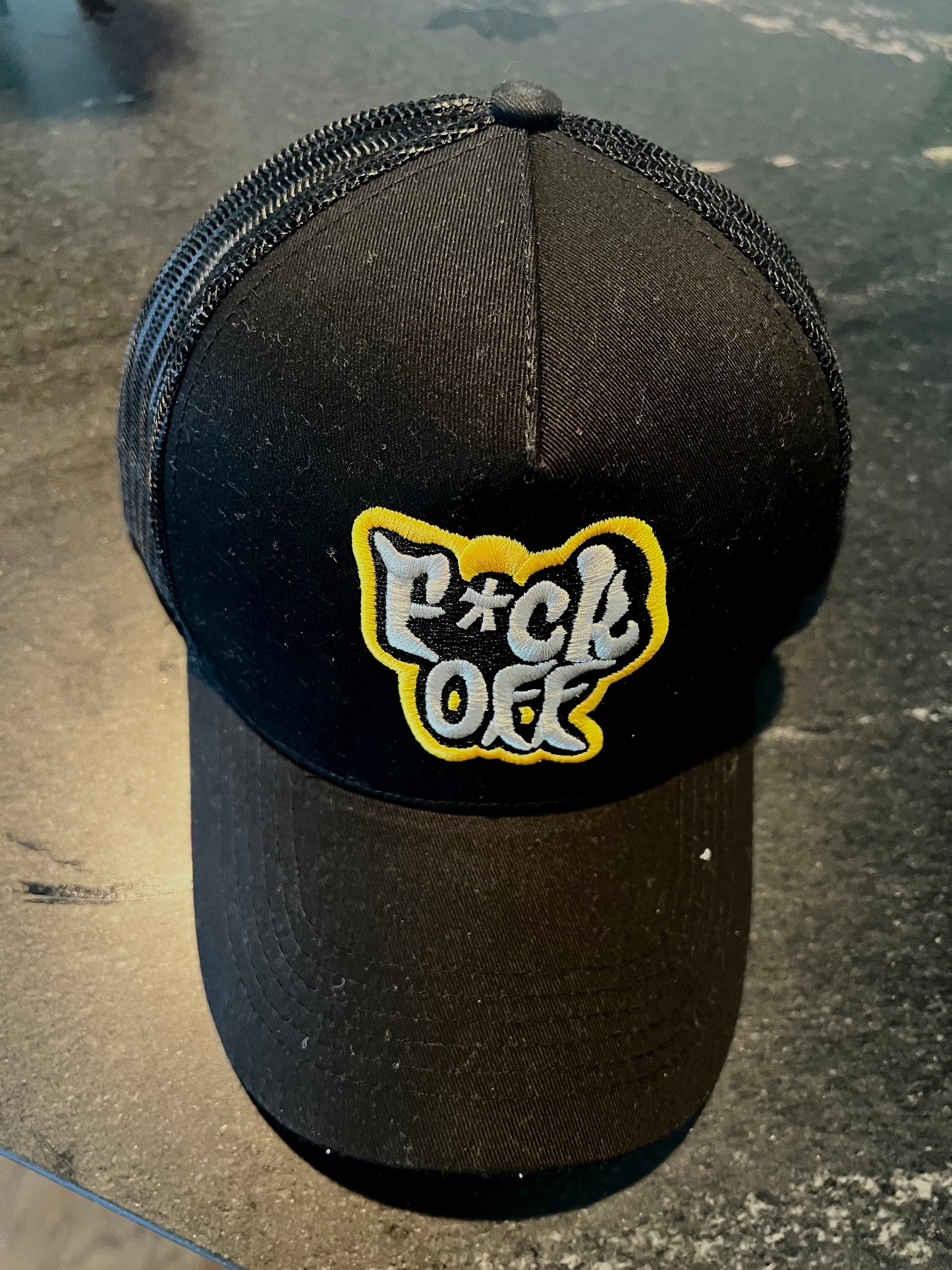 DyLN Rd Trucker Hat with F*CK OFF embroidery