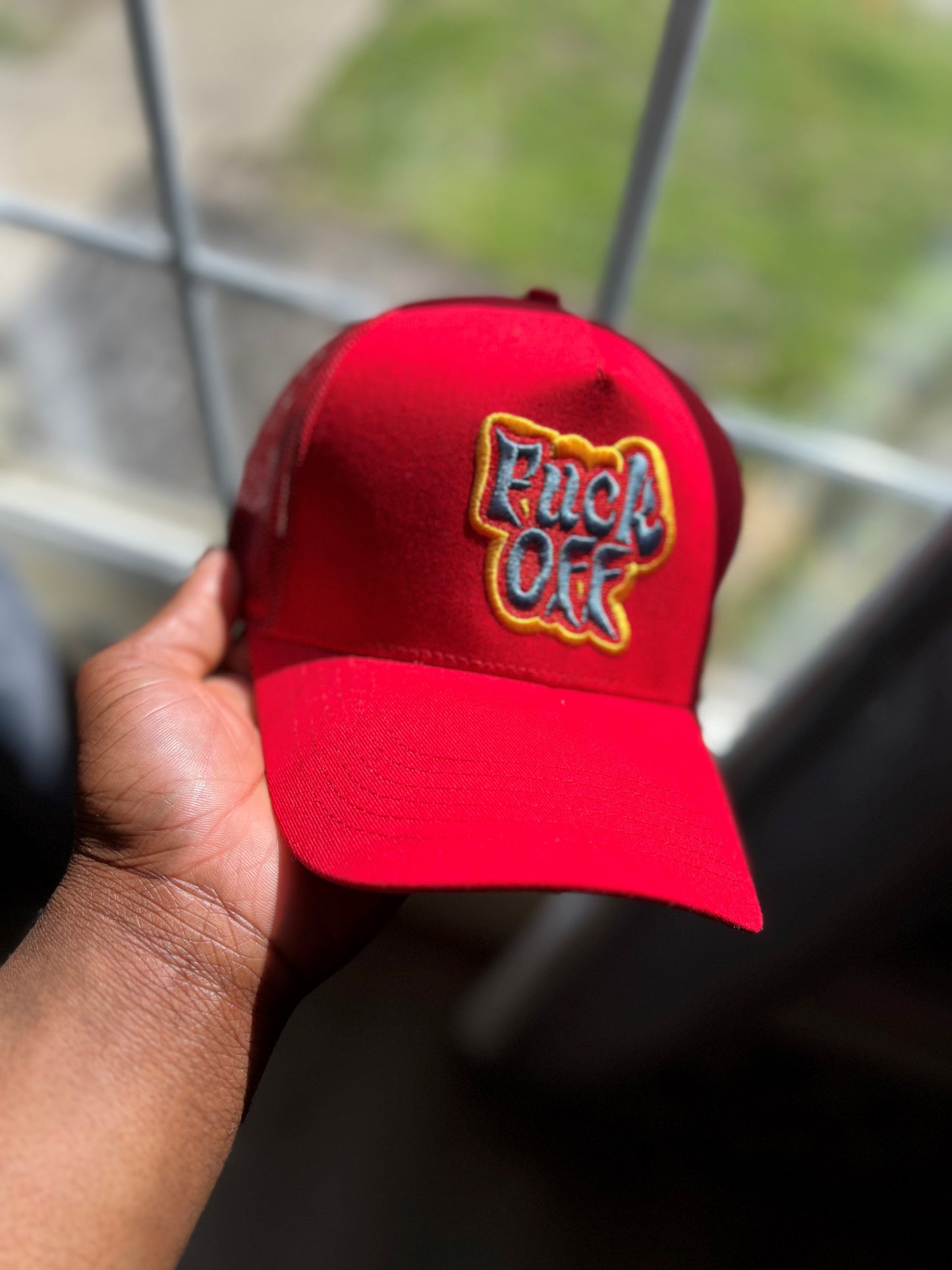 DyLN Rd Design Trucker Hat with F*CK OFF embroidery