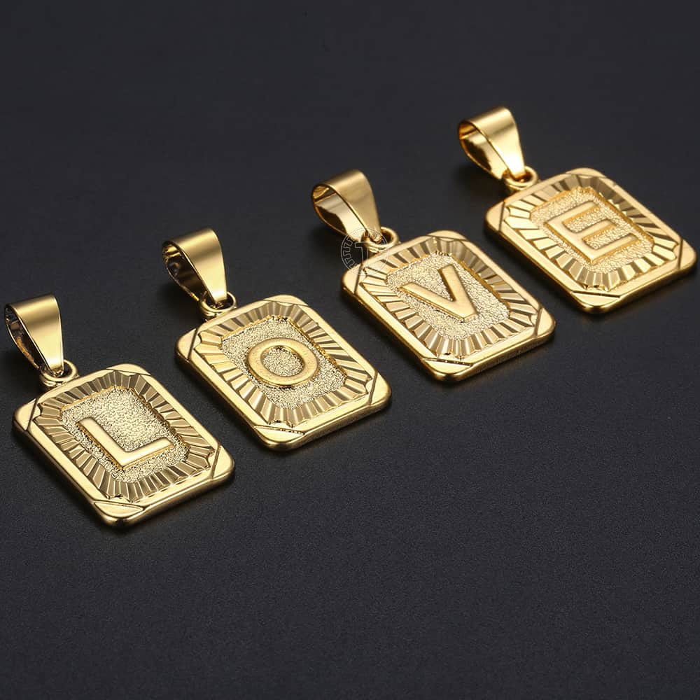 Gold Initial Pendant Letter Necklace