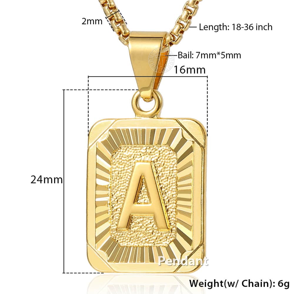 Gold Initial Pendant Letter Necklace