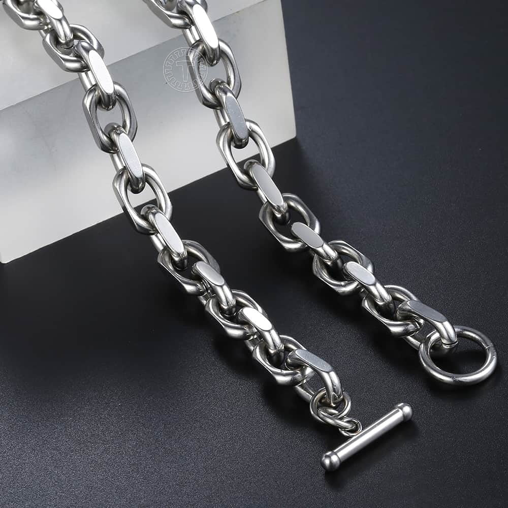 Silver Cable Link Stainless Steel Chain Necklace