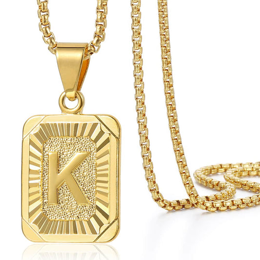 Gold Initial Pendant Letter Necklace