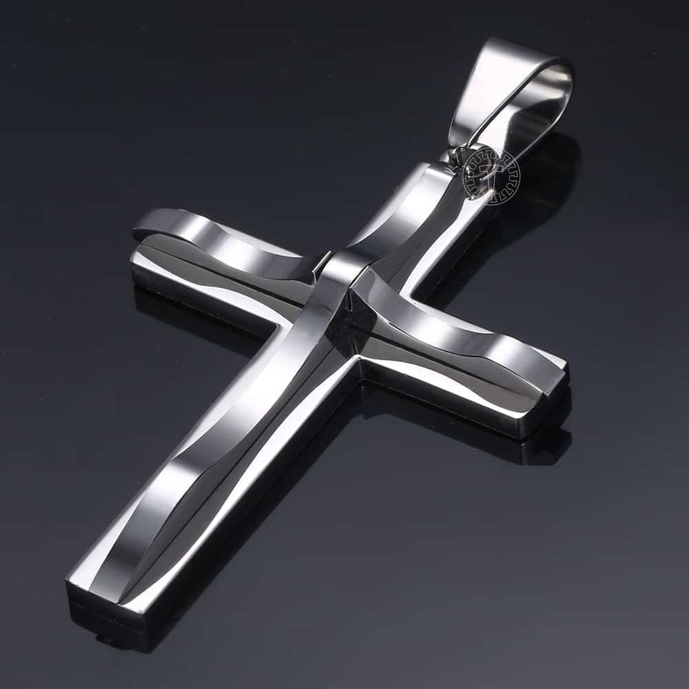 Stainless Steel Cross Curb Cuban Link Chain